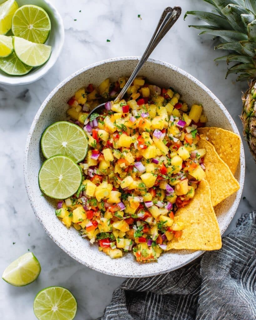 Homemade Sweet and Spicy Pineapple Mango Salsa Recipe