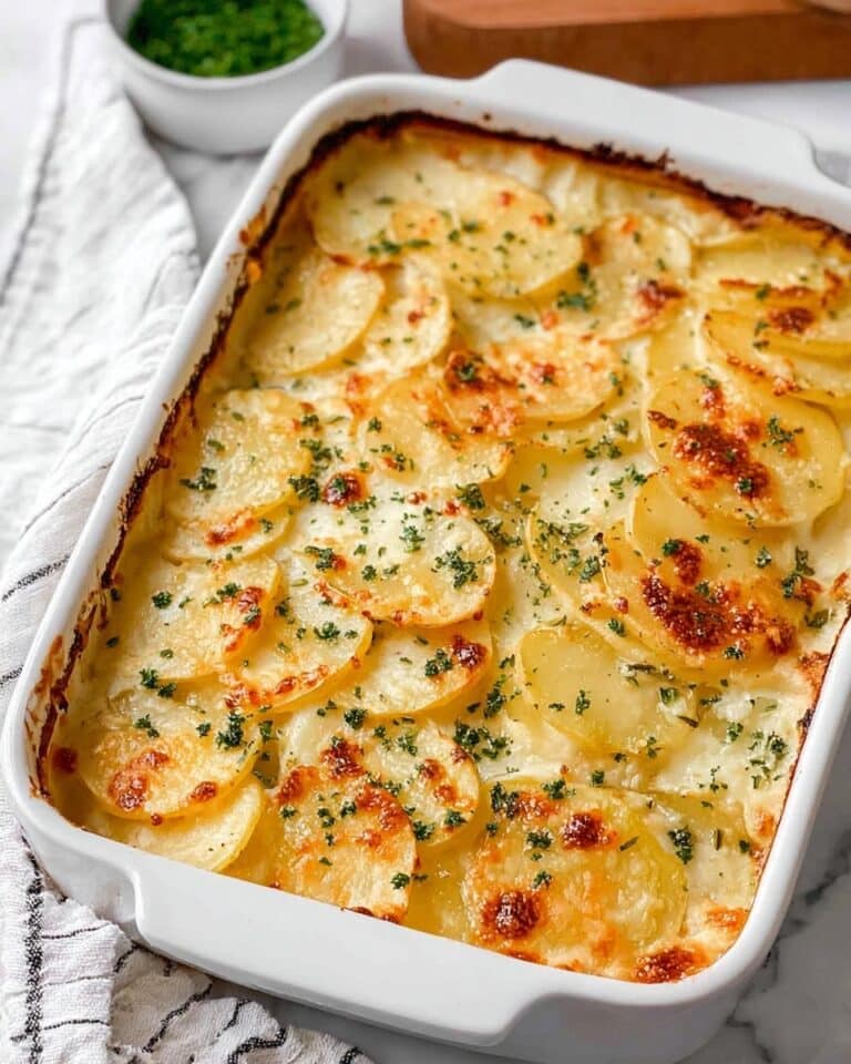 Creamy Scalloped Potatoes with Rich Onion and Garlic Sauce Recipe