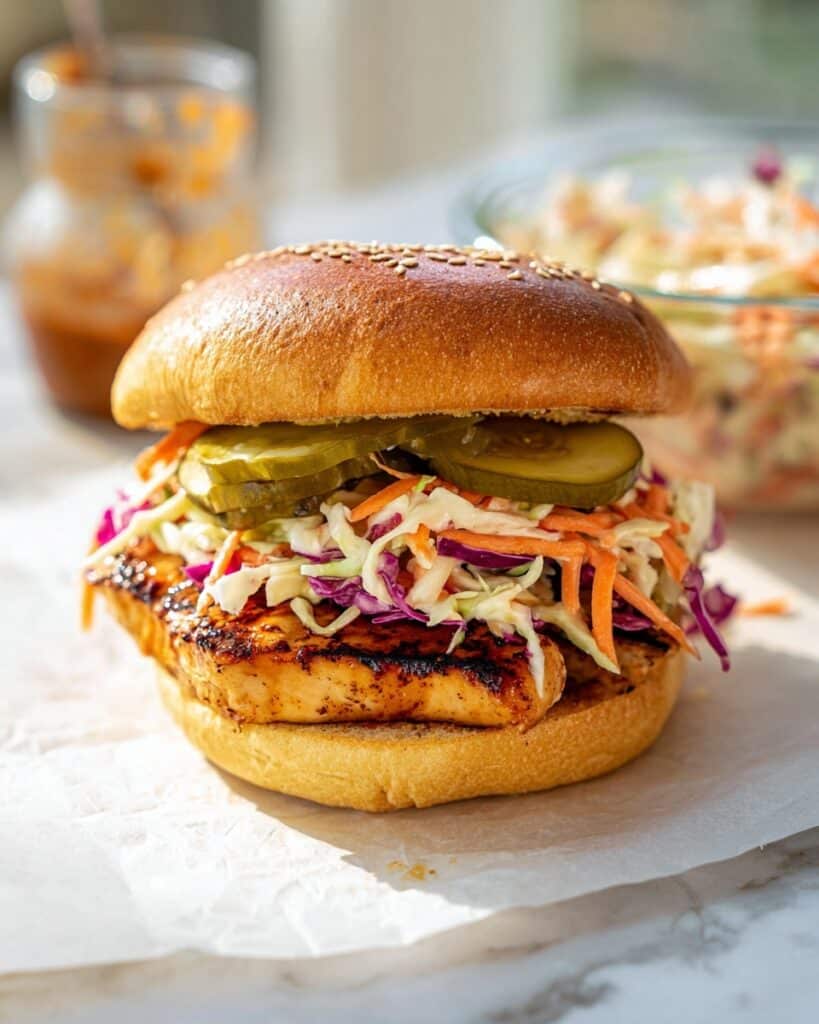Grilled Chicken Sandwich with Spicy Mayo and Slaw Recipe