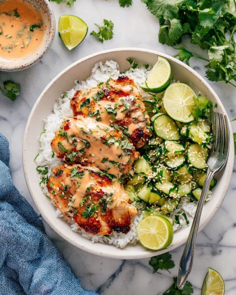 Bang Bang Chicken with Coconut Rice and Asian Cucumber Salad Recipe