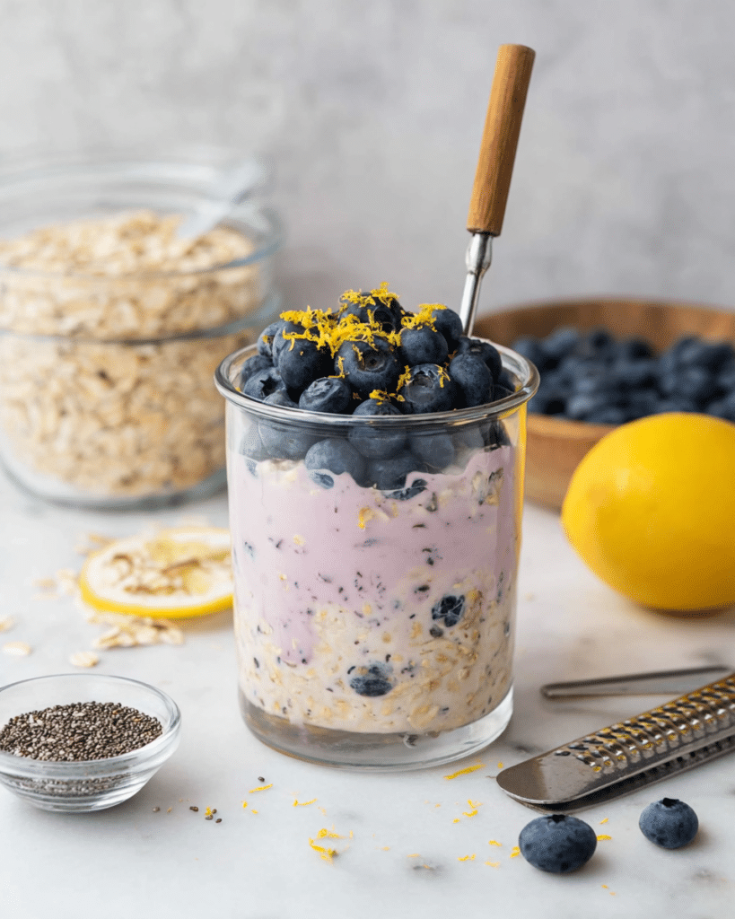 Lemon Blueberry Overnight Oats Recipe