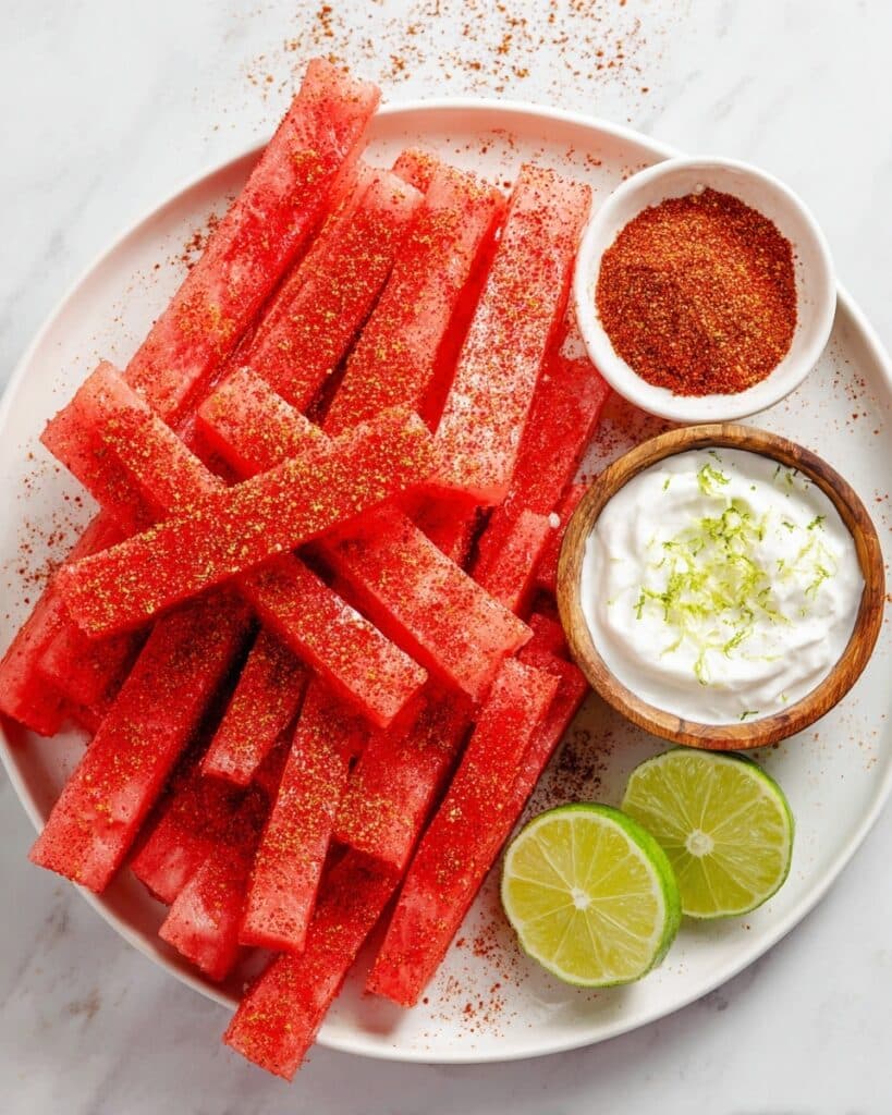 Spicy Watermelon Fries with Coconut Lime Dipping Sauce Recipe