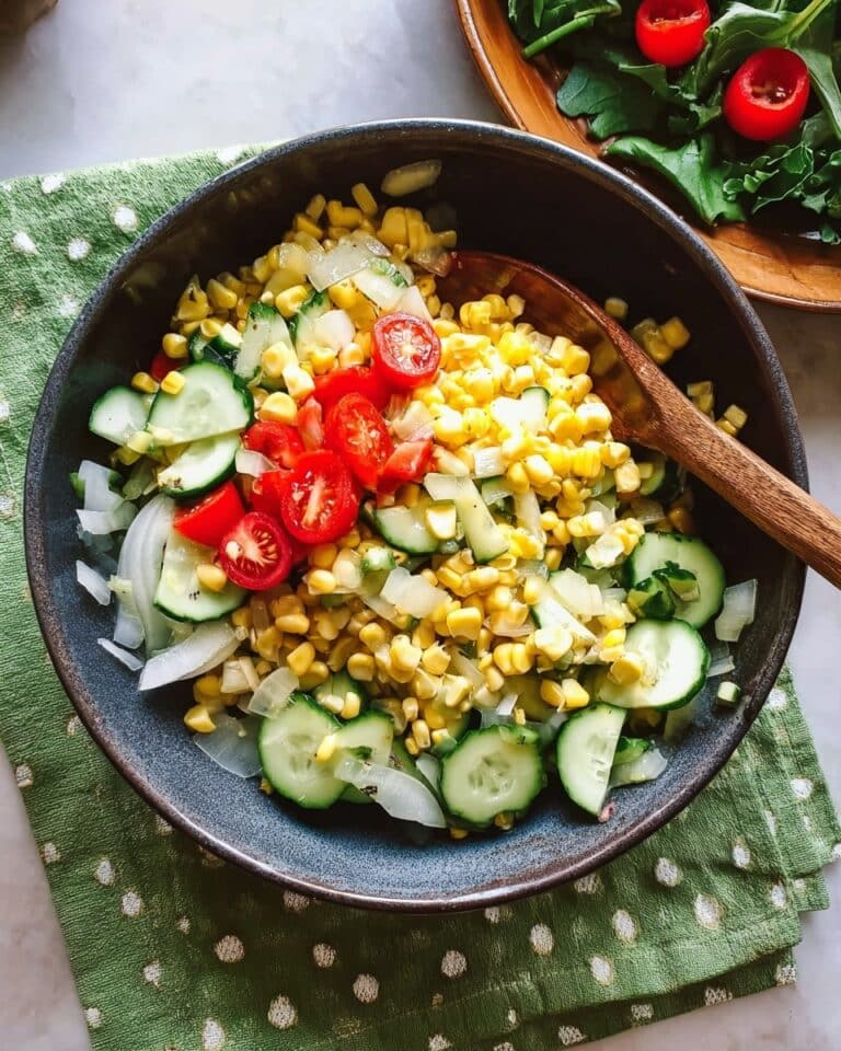 Fresh Corn and Cucumber Salad with Tomatoes and Basil Recipe