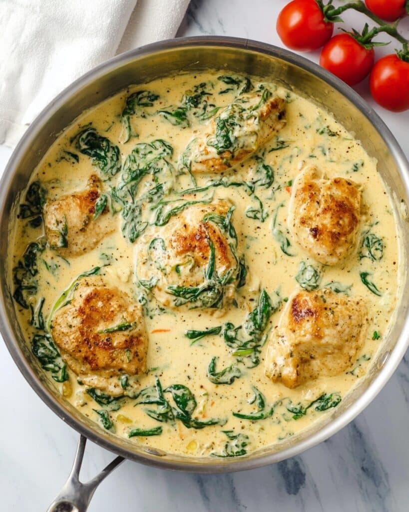 Creamy Spinach Chicken with Parmesan and Garlic Recipe