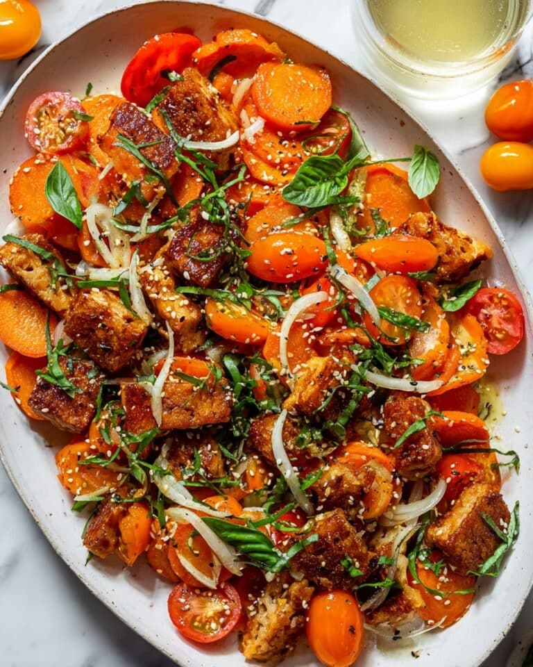 Sungold Tomato Panzanella Salad with Crispy Halloumi Recipe