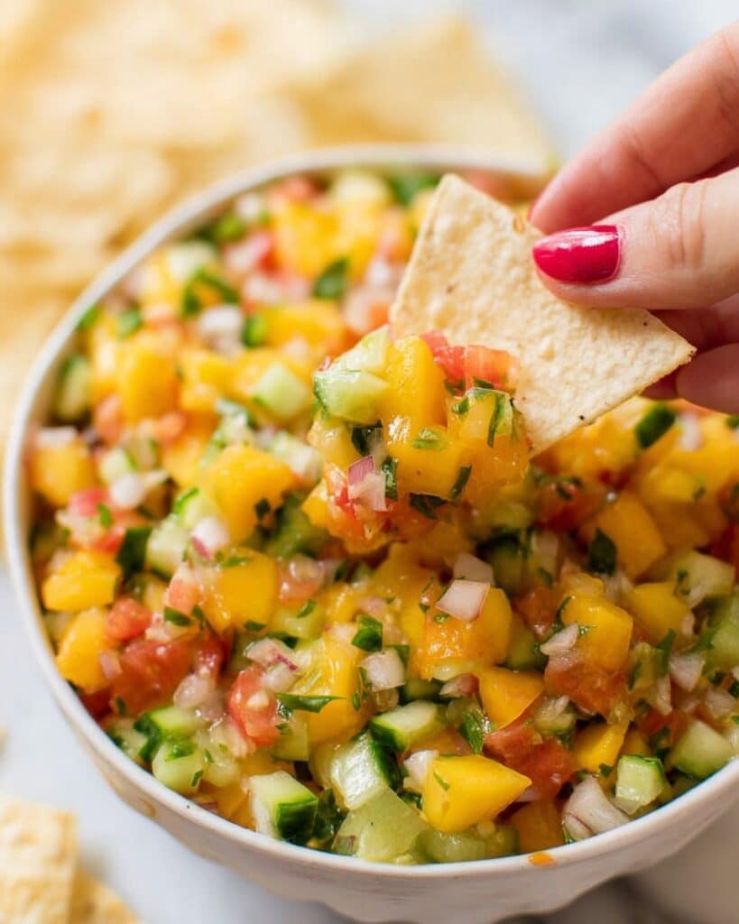 Healthy Peach Cucumber Salsa Recipe