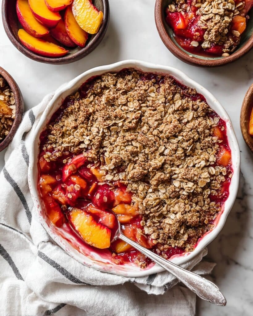 Healthier Strawberry Peach Crisp With Oats Recipe