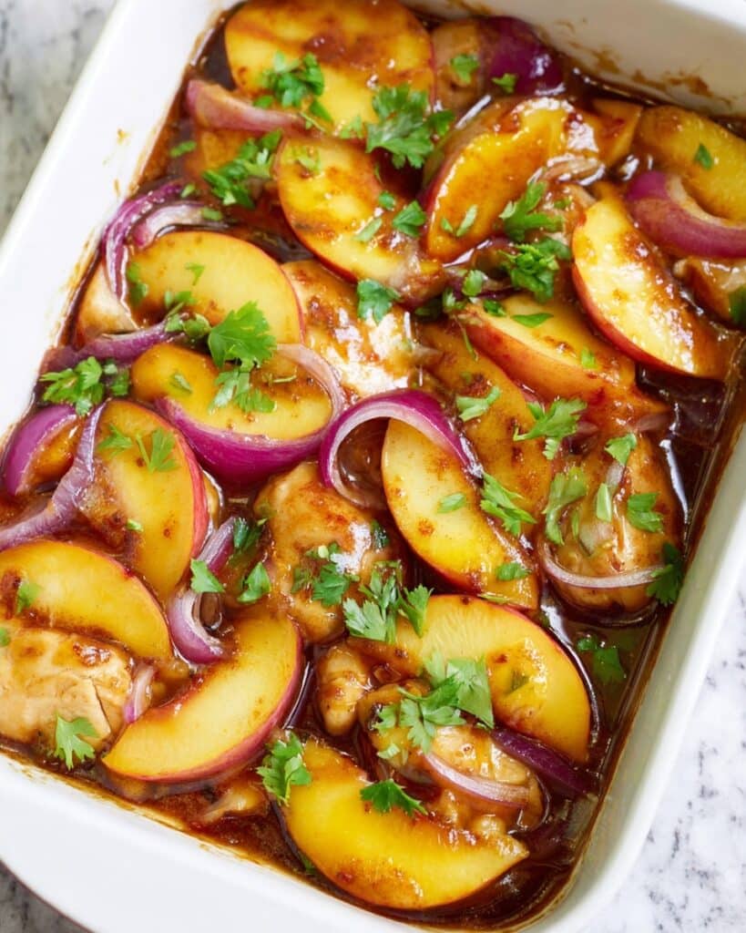 Roasted Peach BBQ Chicken Bake Recipe