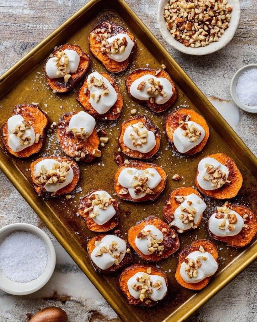 Smashed Sweet Potatoes with Brown Butter Maple Cinnamon and Toasted Marshmallows Recipe