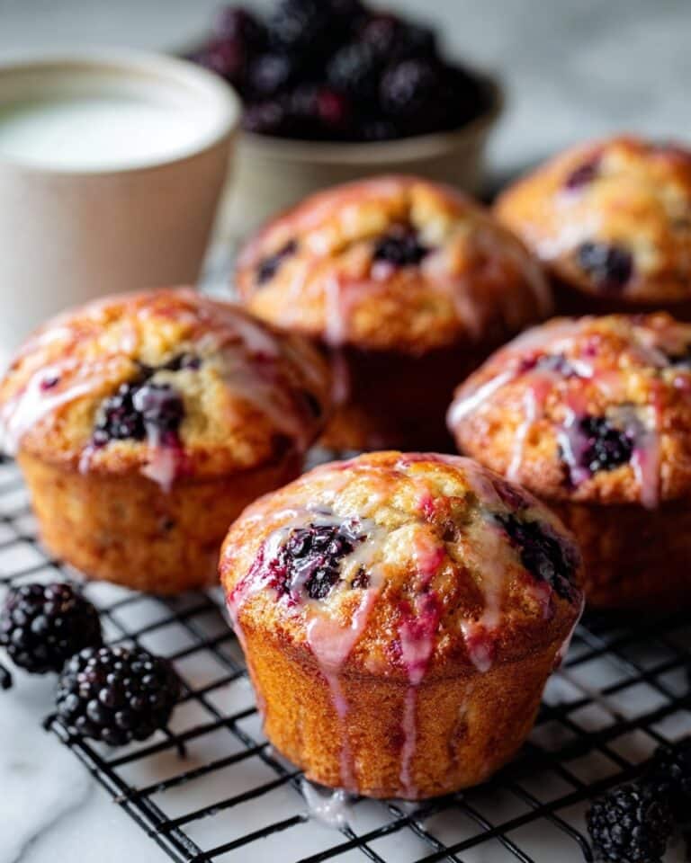 Blackberry Muffins with Lemon Zest and Blackberry Glaze Recipe