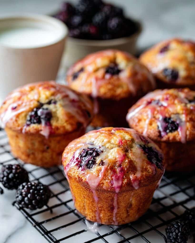 Blackberry Muffins with Lemon Zest and Blackberry Glaze Recipe