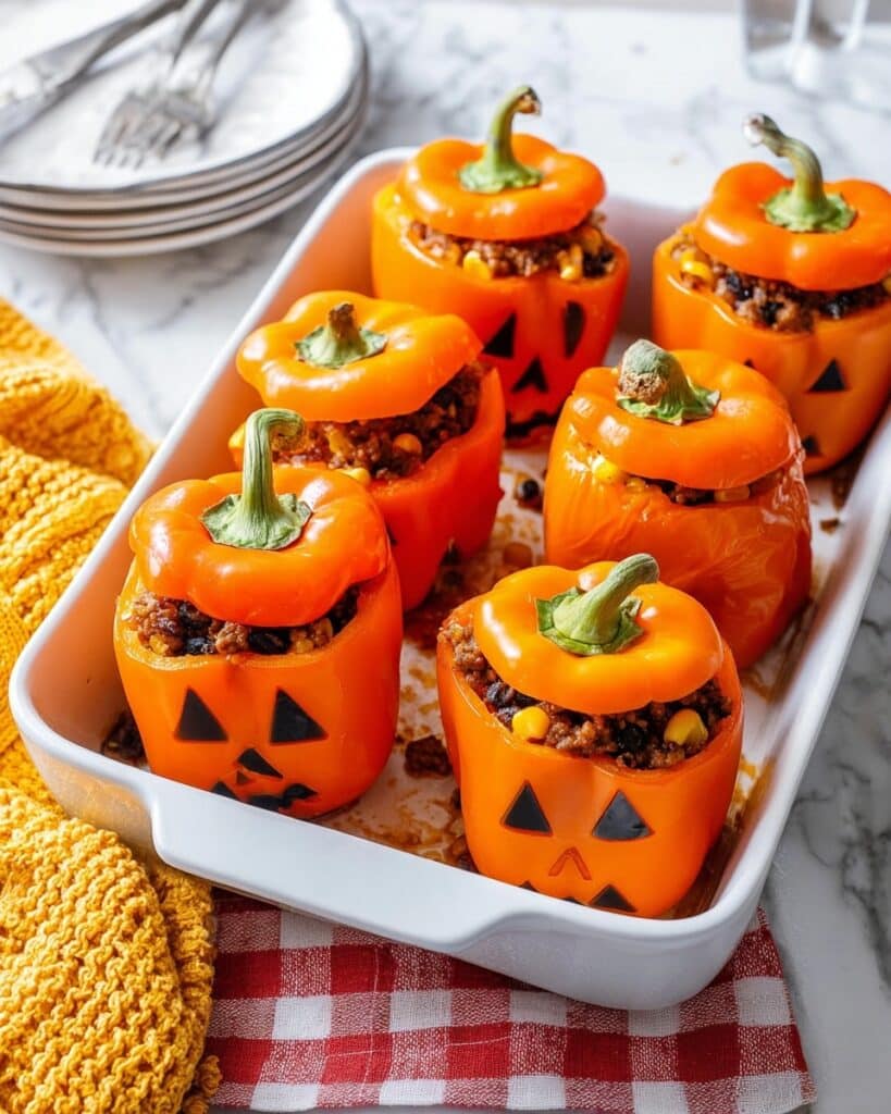 Jack-o-Lantern Stuffed Peppers Recipe