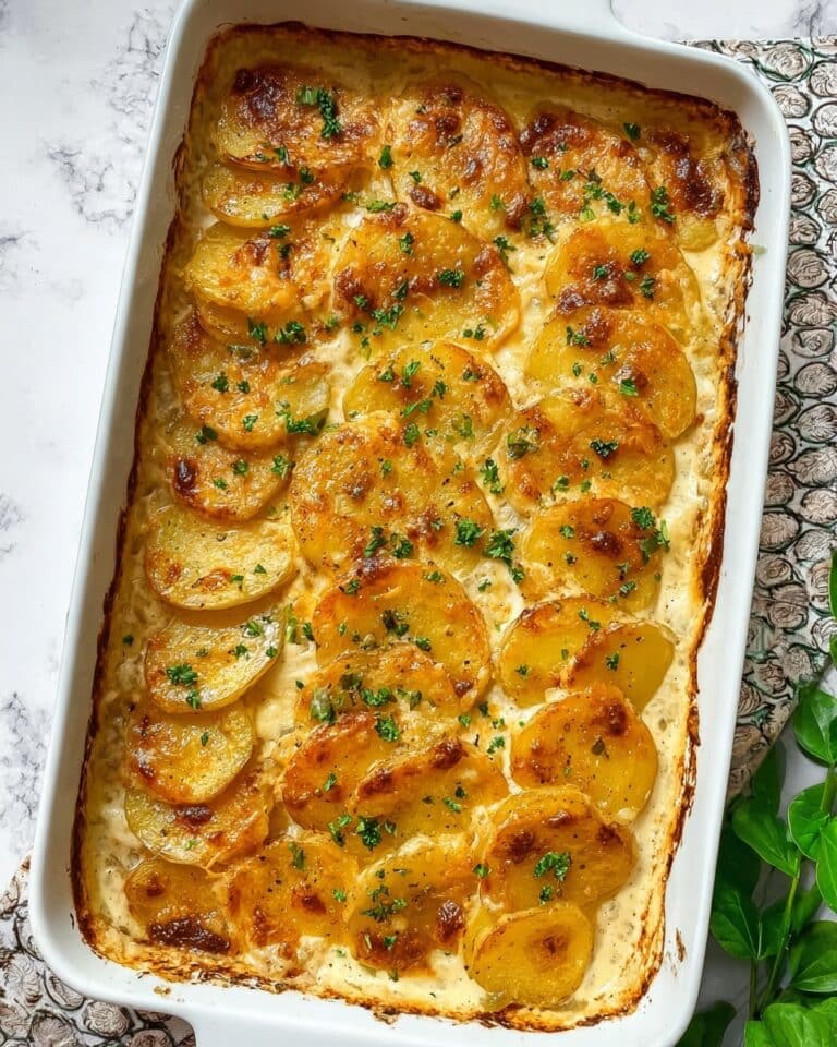 Creamy Garlic Scalloped Potatoes with Cheese Recipe