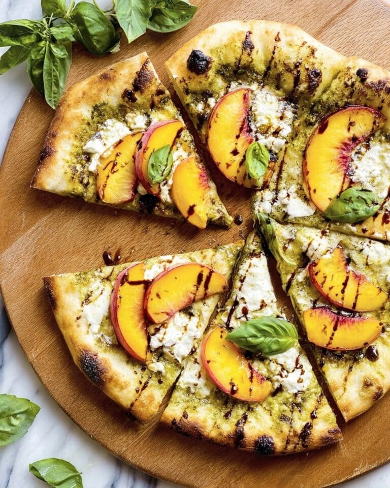 Summer Pesto Peach Pizza Recipe