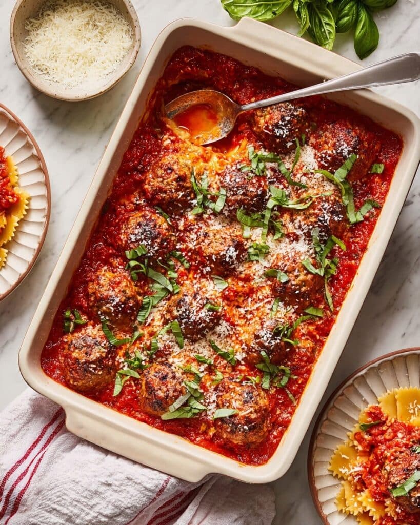 One Pan Chicken Parm Meatballs Recipe