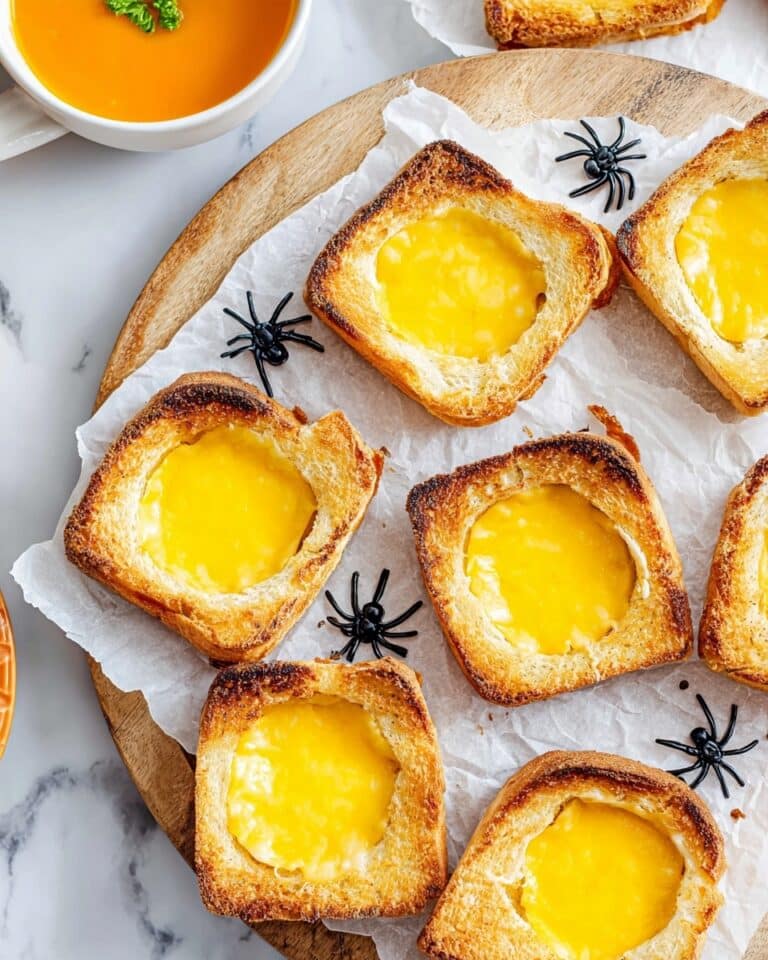 Pumpkin-Style Grilled Cheese Sandwiches with Bell Pepper Stem and Olive Spider Decorations Recipe