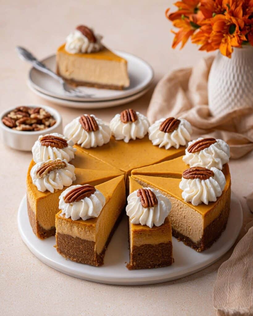 Pumpkin Cheesecake with Pecan Graham Cracker Crust Recipe
